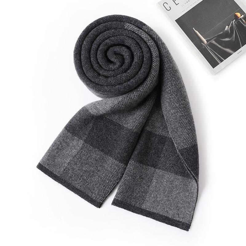 

Высококачественный кашемировый шарф мужской зимний кашемировый новый вязаный универсальный теплый шарф мужской подарочный набор 180cm