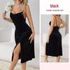 Fiyun Elegant Velvet Nightgown with Sexy Slit and Backless Design - European & American Style Home Set 651