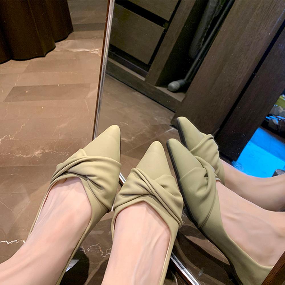 Grape Mom Studiolee Summer Temperament Versatile Simple Kink Face Pointed Head Shallow Mouth Flat Bottom Commuter Single Shoes Women