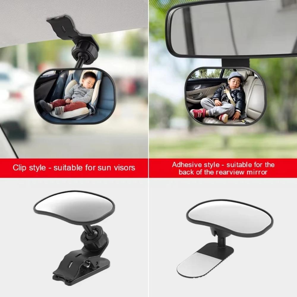 Car Rearview Mirror Wide View Safety Mirror For Infant Car Seats Clear Reflection 360° Adjustable with Clip and Adhesive Board