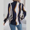Women's And Winter Casual All- Contrasting Color Striped Suit Collar Long-sleeved Shirt