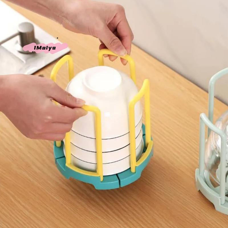 M-Portable Retractable Bowl Holder Drain Removable Cabinet Dishes Storage Rack Water Cup Kitchen Organizer