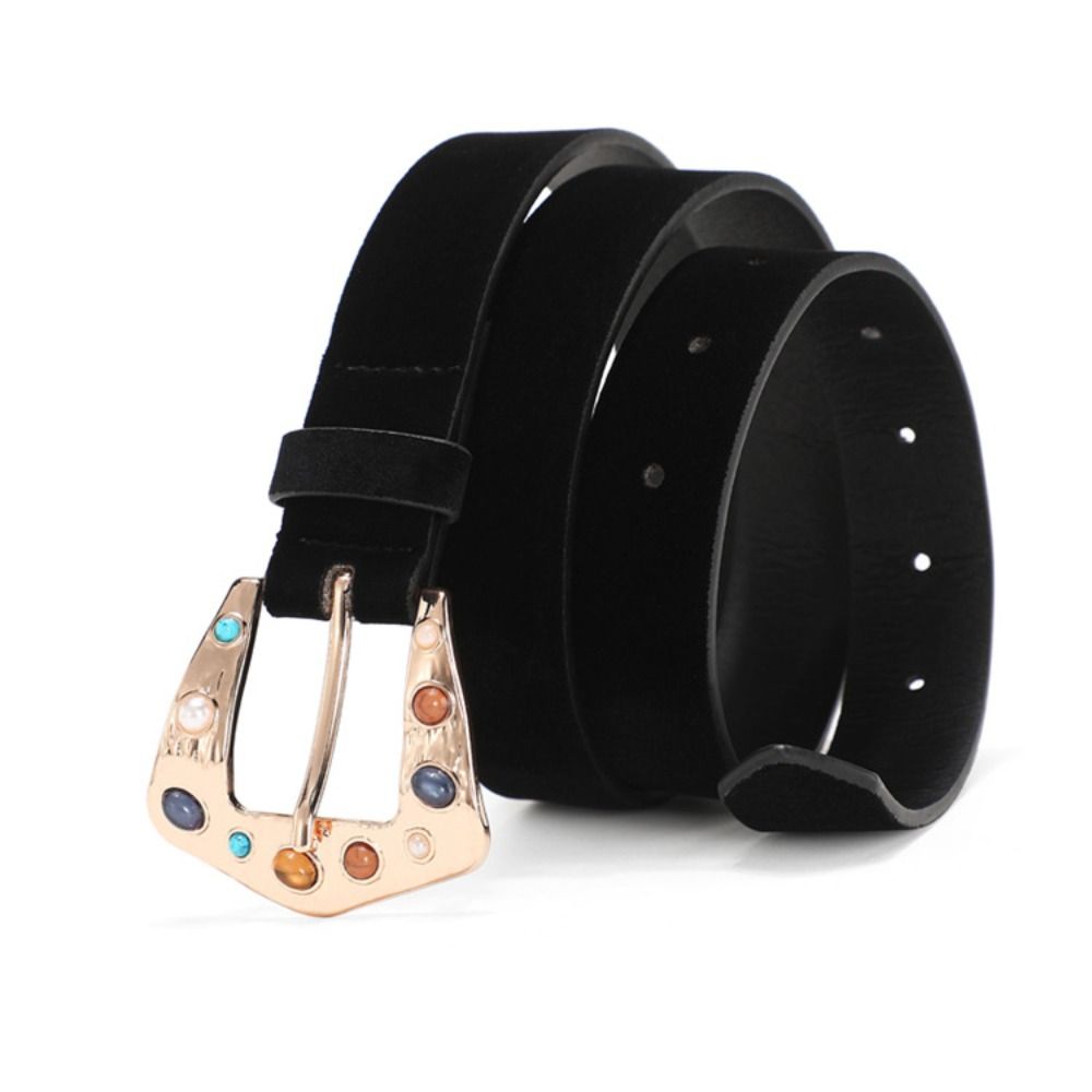 Casual PU Leather Belt Luxury Design Waist Belt Trendy Suede Rivet Belt  For Women