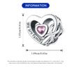 Beads Copper Charms Original Hollowed-Out Heart Pink Zircon Beads Fit Bracelet Jewelry Diy Women Gift Accessory