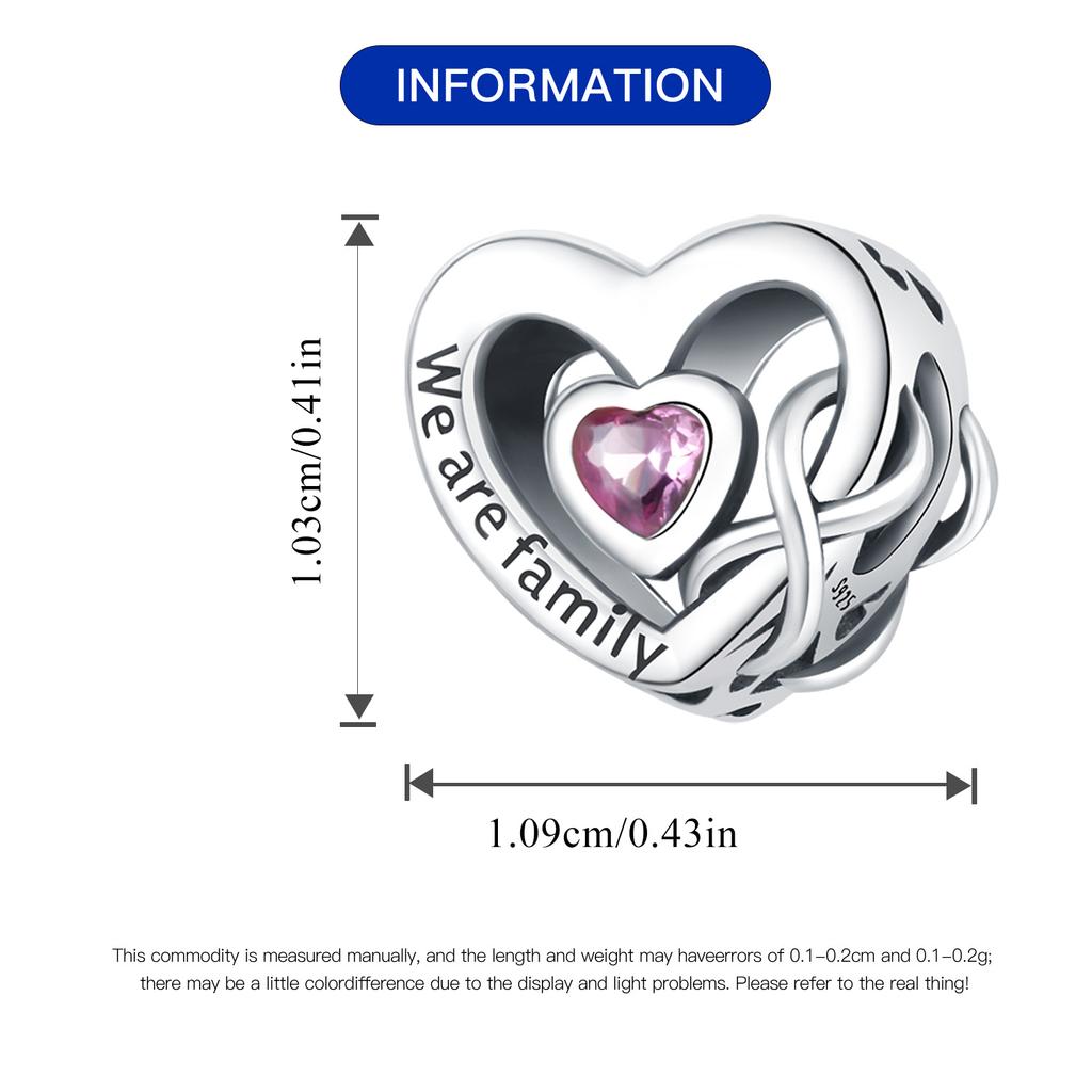 Beads Copper Charms Original Hollowed-Out Heart Pink Zircon Beads Fit Bracelet Jewelry Diy Women Gift Accessory