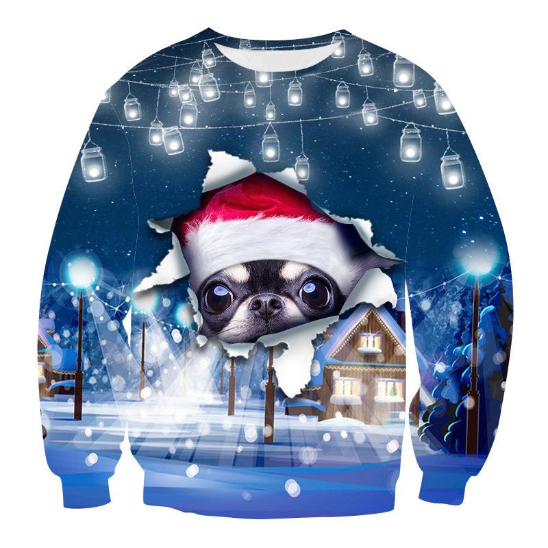 

Christmas Unisex Ugly Sweater Funny Xmas Dog Printed Pullover Tops Sweatshirt 3XL
