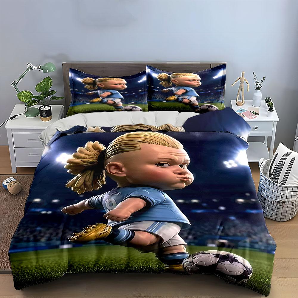 "Cartoon Soccer Player Bedding" Bedding Duvet Cover Set Duvet Cover Pillowcases (1 * Duvet Cover 2 * Pillowcases, without duvet insert)