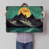 Mountain Moon Landscape Poster Customized Vintage Metal Signs Wall Art Retro Tin Plaque for Living Room Decorations Office Decor