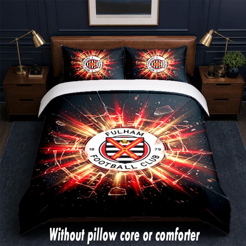 Set Biancheria da Letto Fulham Football Design 1 Copripiumino + 2 Federe Morbido Traspirante Biancheria da Letto per la Casa