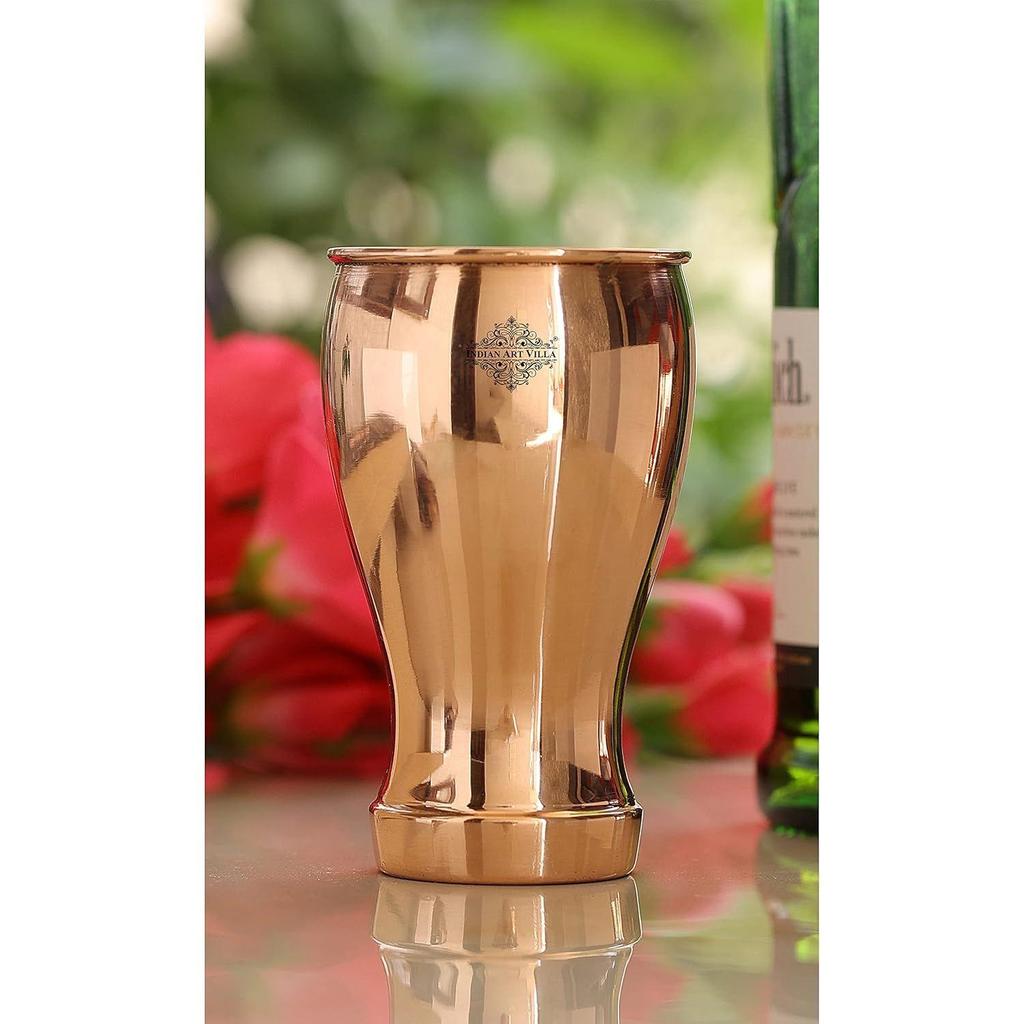 Pure Copper Wine Glass Goblet Tumbler Cup | 490 ML Capacity | Beer Wine Cocktail | Bar Home Hotel Restaurant, Set of 6