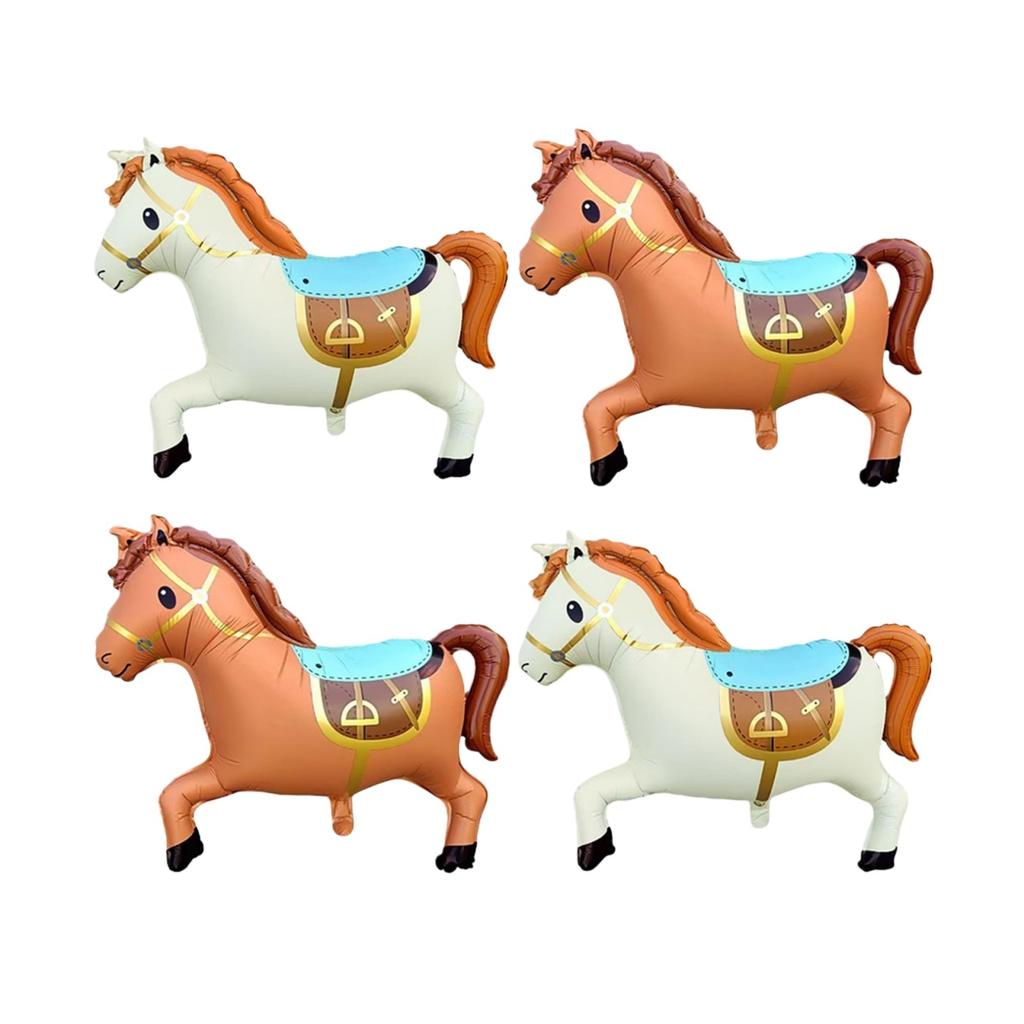 4 PCS Year Of The Horses Party Decoration Balloons,Horse Balloons Brown And Western Horse Foil Balloons For Western Cowboy Horse Theme Birthday Party