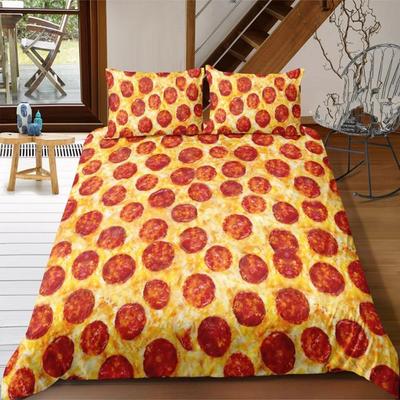 Pizza Duvet Cover Set Cheese Pizza Bedding Sets Pepperoni Noodles Comforter Cover Set Full Queen Size Food Theme Quilted Cover