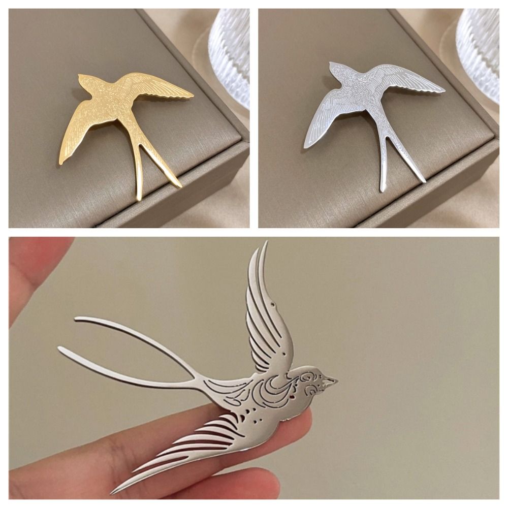 Gold Swallowtail Pin Silver Animal Badge Exquisite Swallow Brooch  Party