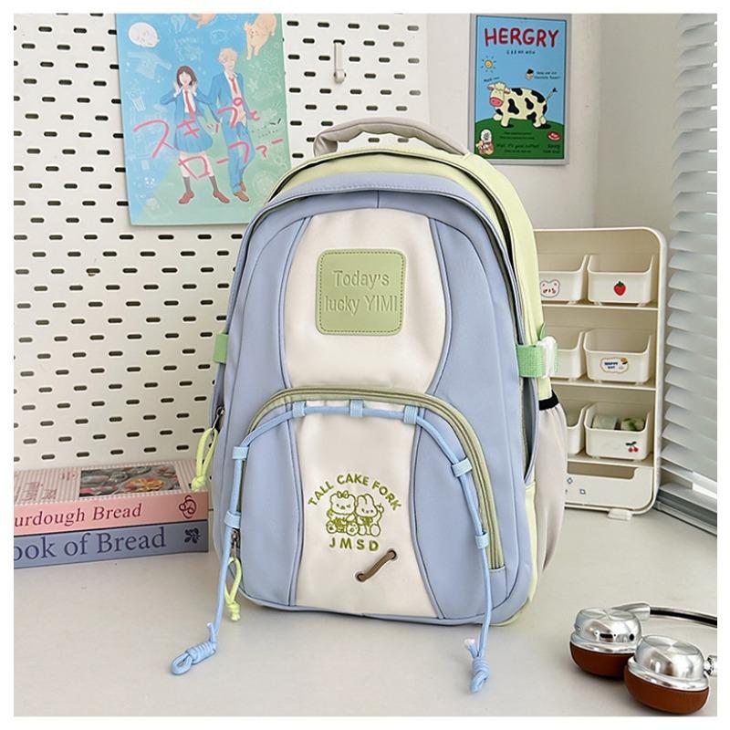 High Value, Fresh and Sweet, Contrasting Color Splicing Backpack, Girl Junior High School Student Lightweight Backpack