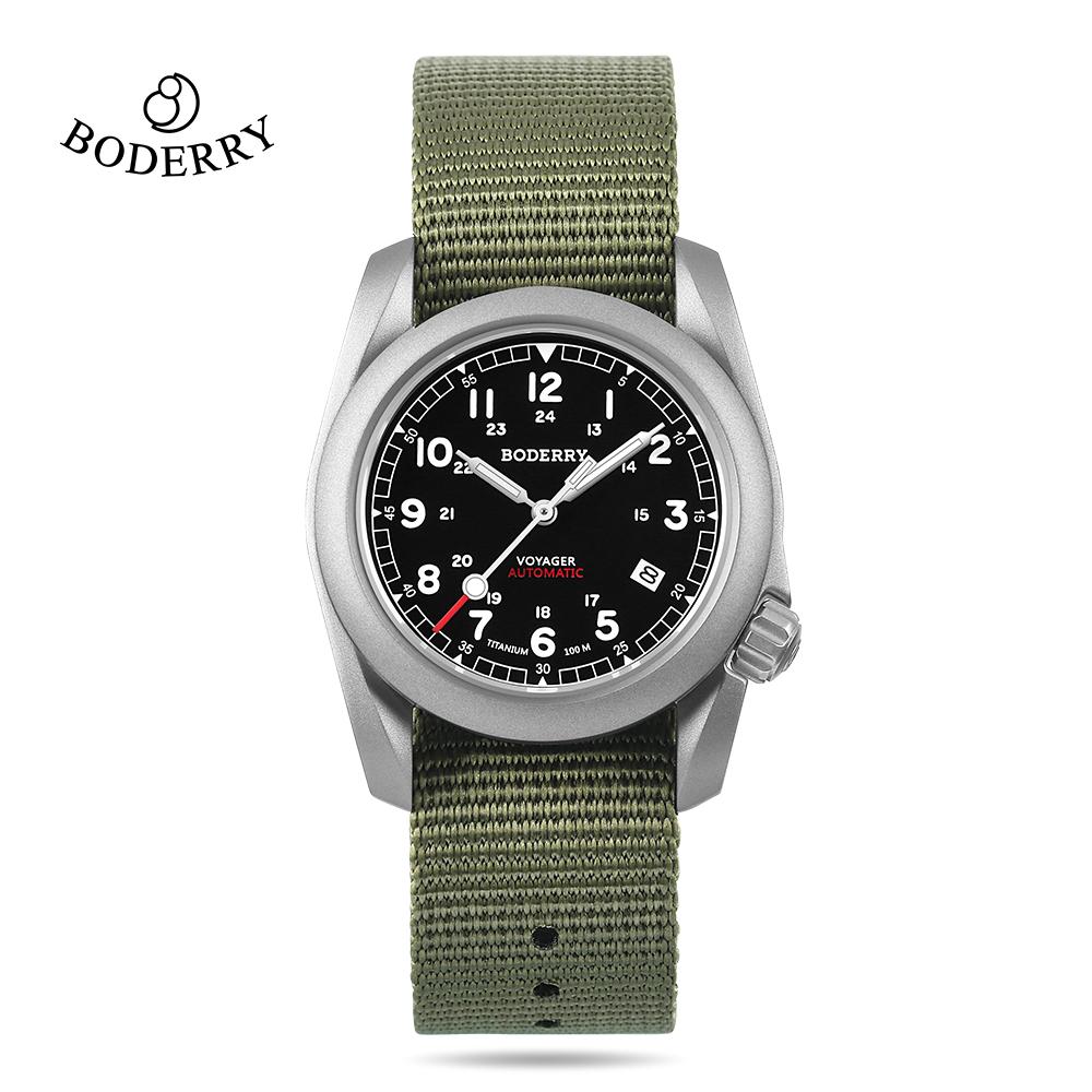 Boderry VOYAGER Field Watches Bronze Case Automatic For TMI NH35 Watch 100M Waterproof Clock Military Vintage Wristwatch Mens