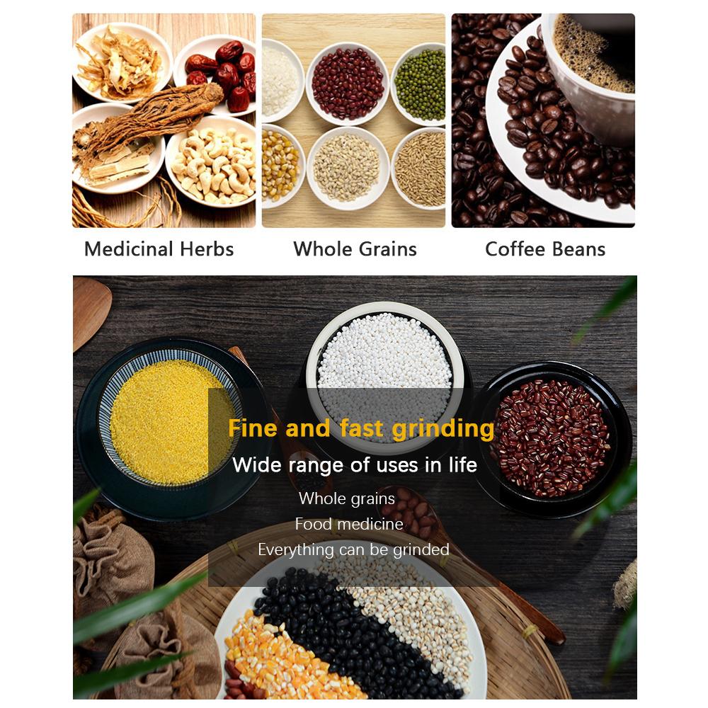Mini mlýnek pro domácnost z nerezové oceli elektrický drtič bylinek se čtyřmi břity 150W vysoký výkon