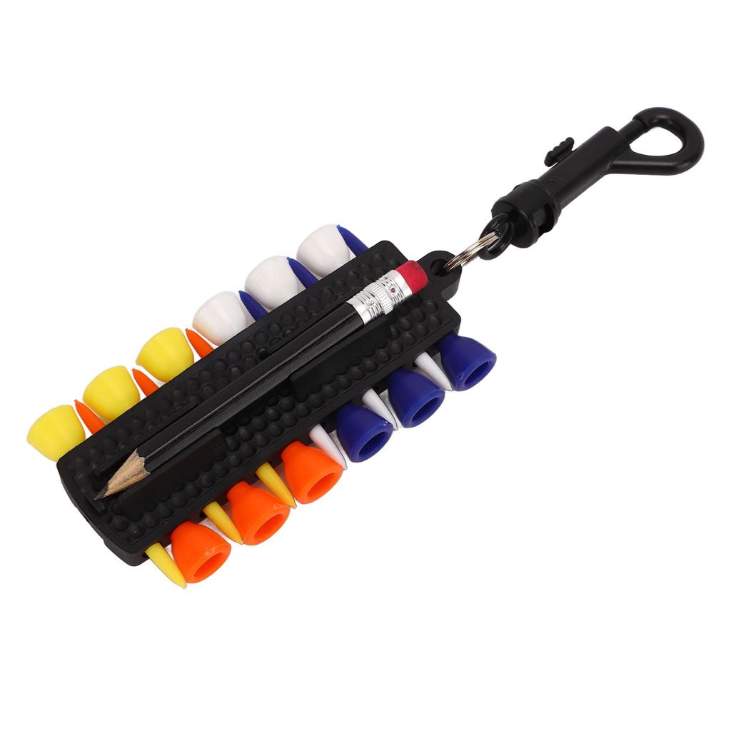 Golf Tees Holder Plastic Basswood Pencil Golf Accessories with 12 Tees 1 Putting Green Divot Tool
