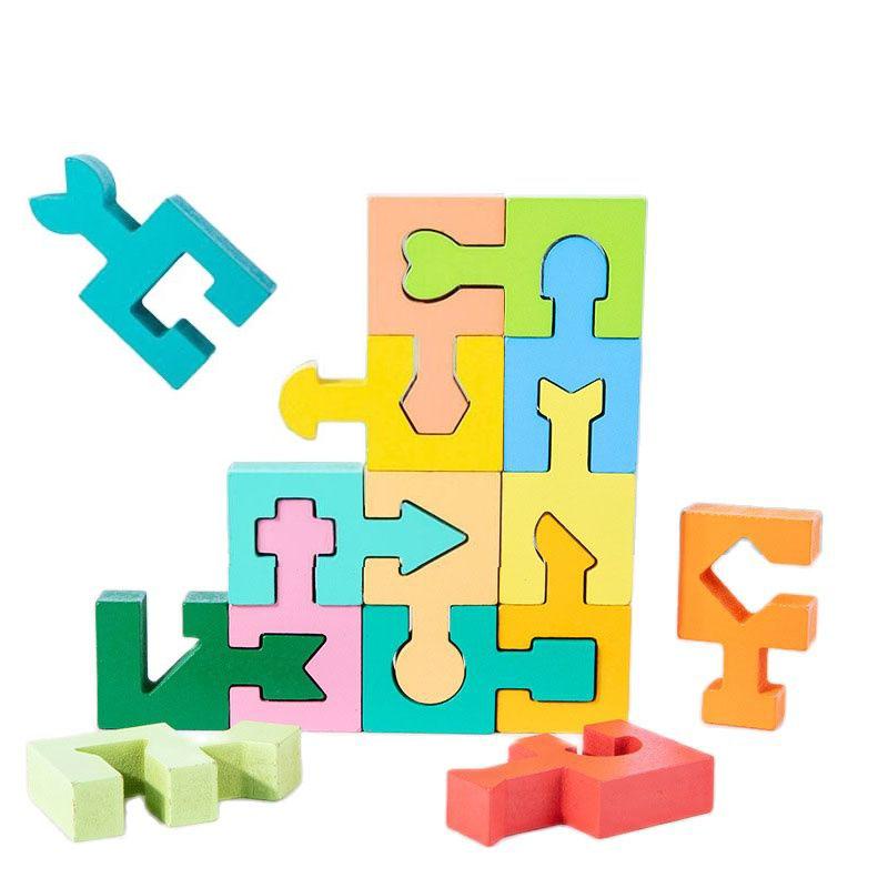 

Деревянные Монтессори 3D геометрические фигуры сопоставления пазлов игрушки логическое мышление игра раннее образование познание игрушки мозг