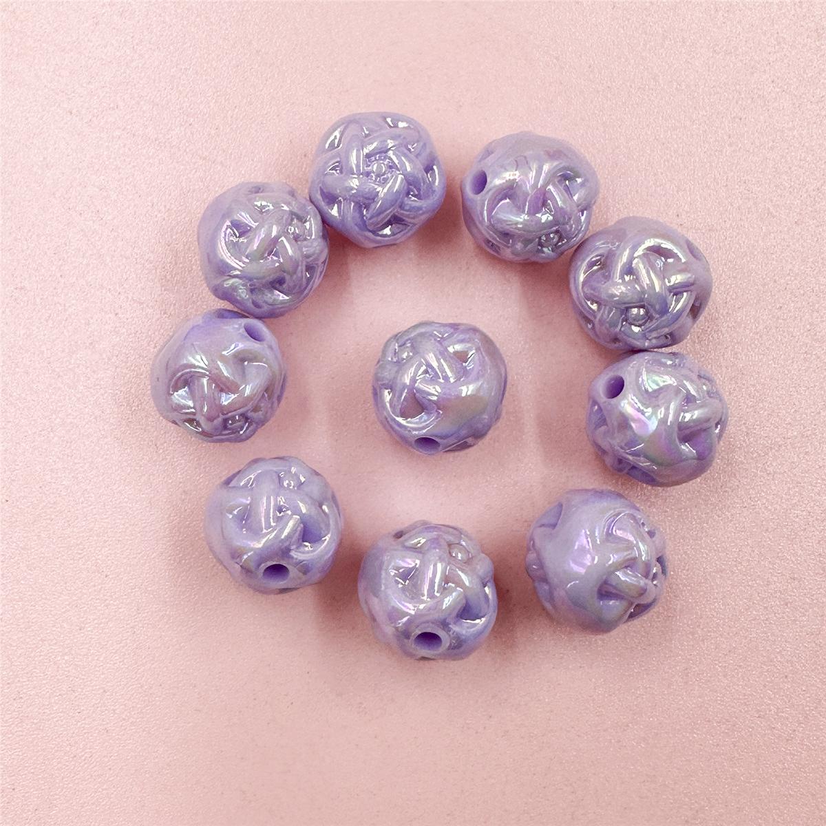 

Моток пряжи DIY для брелка Аксессуары ручной работы Модные свободные бусины Браслеты 10 шт. Ожерелье 11,1 мм Акриловое изготовление ювелирных изделий About 11.1mm 10Pcs фиолетовый