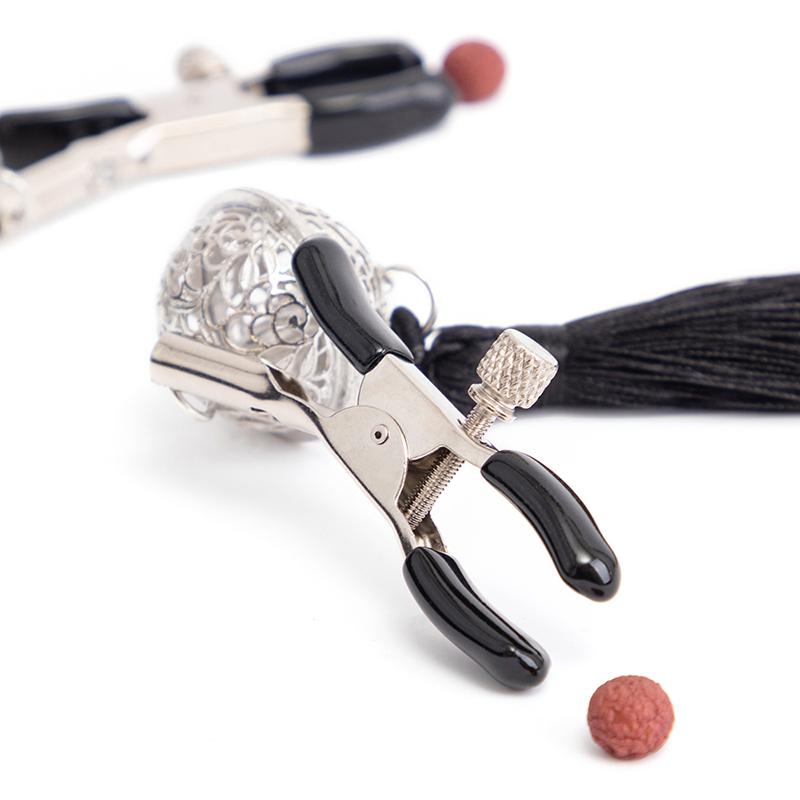 MOGlovers Adult Toy Women Sm Metal Nipple Clamp with Tassels Y Toys for Men Bdsm Clip on Ring