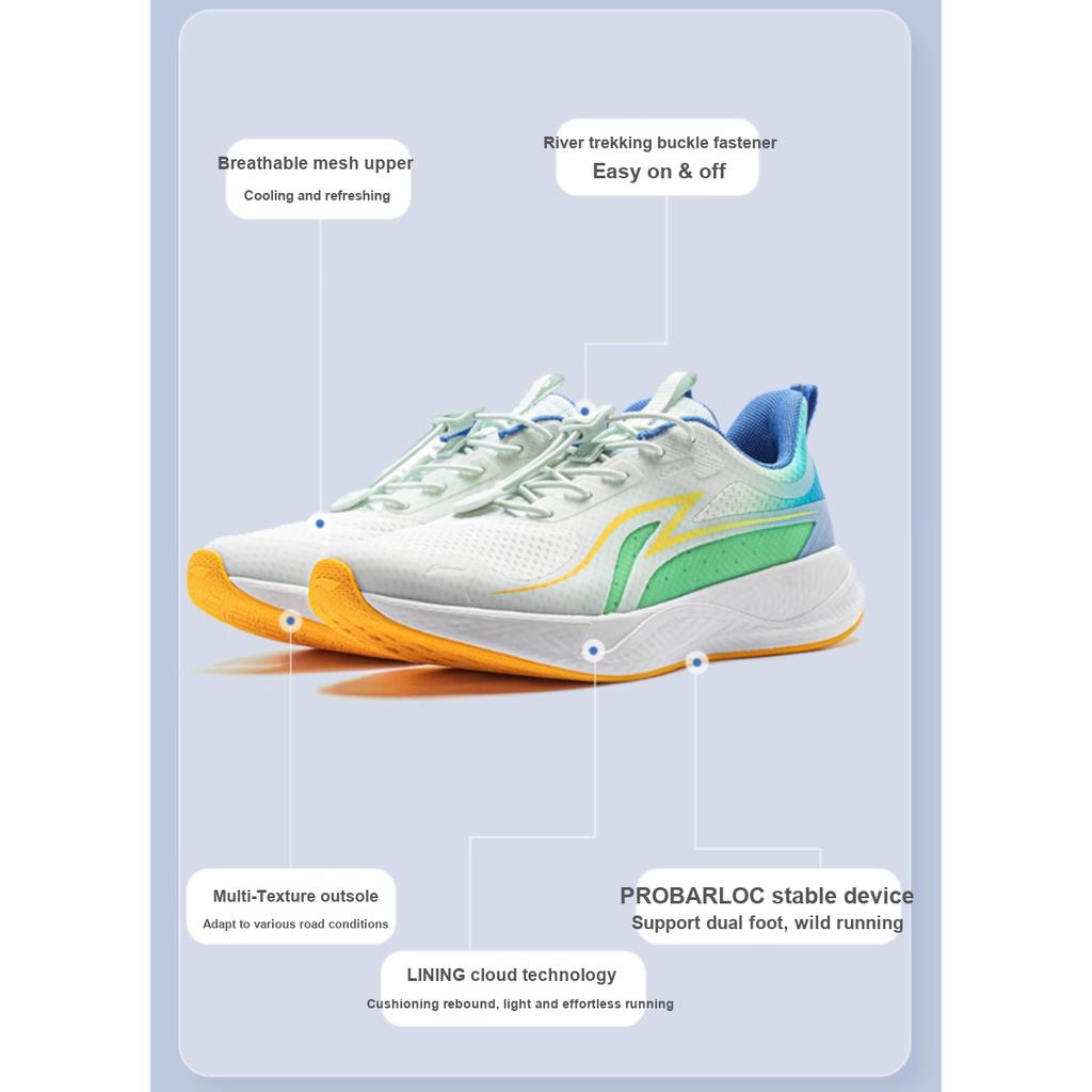 Li Ning Kids Comfortable Durable Non-Slip Running Shoes Kids Sneakers White Blue Light-Blue YKFU032-3