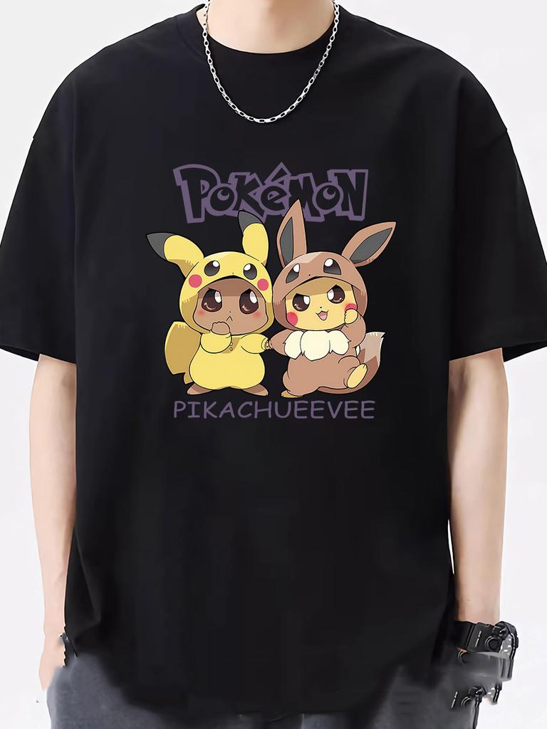 Pokemon Tshirt Mens Pure Cotton Casual Tshirt Round Neck Short Sleeve Clothing Summer Sports Casual Short Sleeve Popular Top