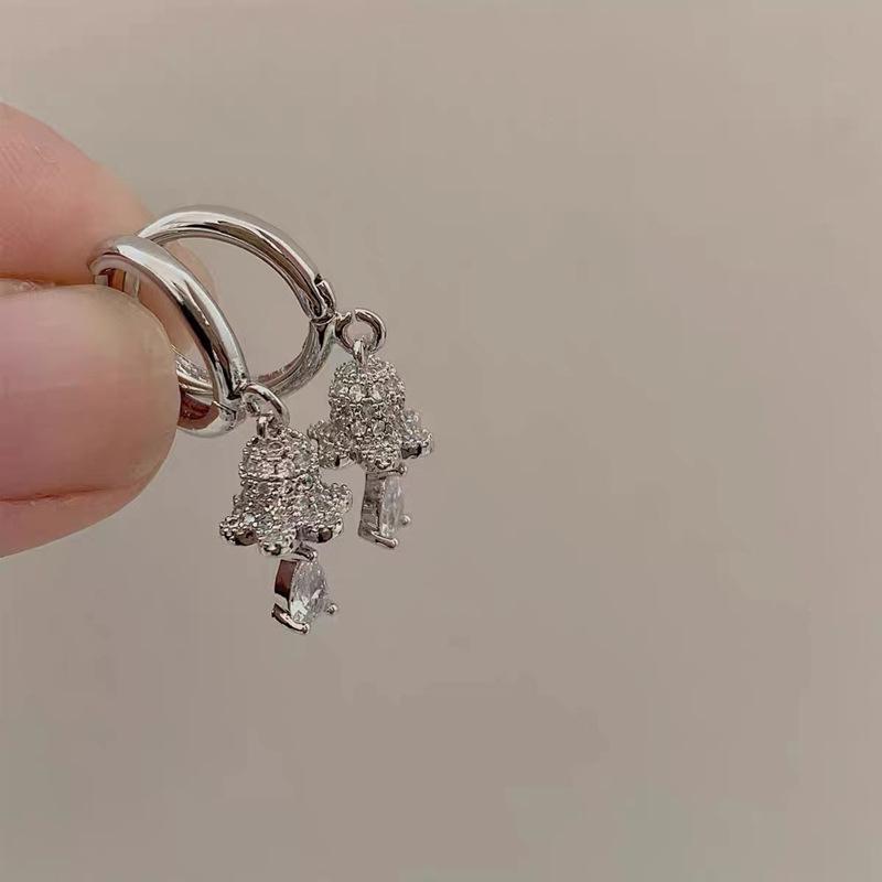 Diamond-Encrusted Water Drop Lily Of The Valley Ear Buckle Gentle Lady Temperament Smart Zircon Flash Diamond Wind Chime Earrings Women