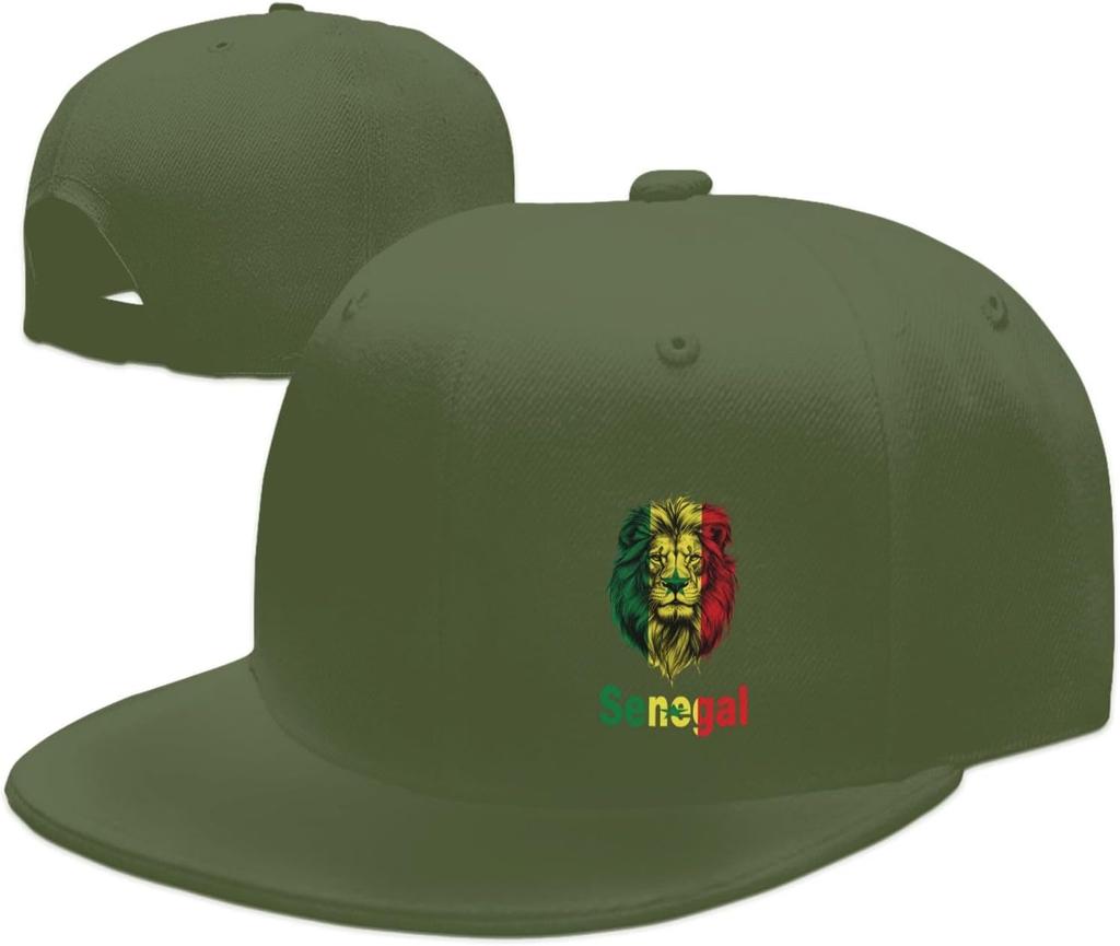 Cappellino da Baseball in Cotone con Stampa Bandiera Leone del Senegal Snapback Hip Hop Regolabile Cappello Casual Unisex