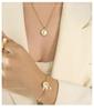 Women's Titanium Steel Jewelry Set: Crescent Moon Necklace, White Shell Earrings, and Non-Fading Bracelet.