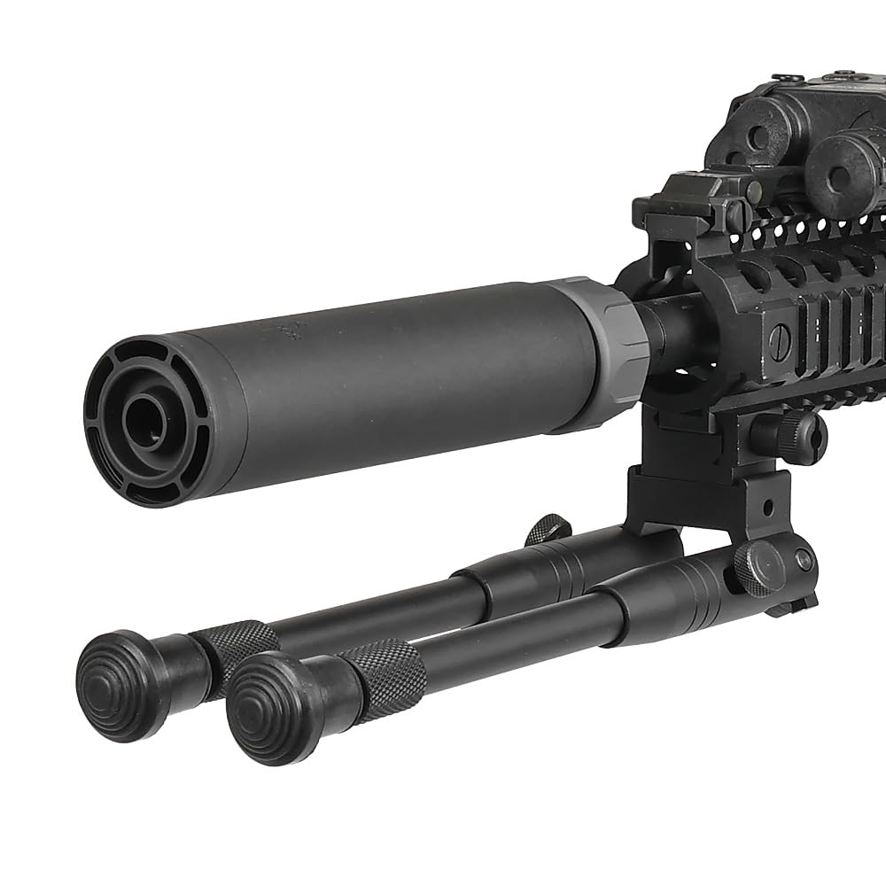 Ryohin Buhin E&C Folding Tactical Bipod with Telescopic 20mm Rail, Aluminum, Black