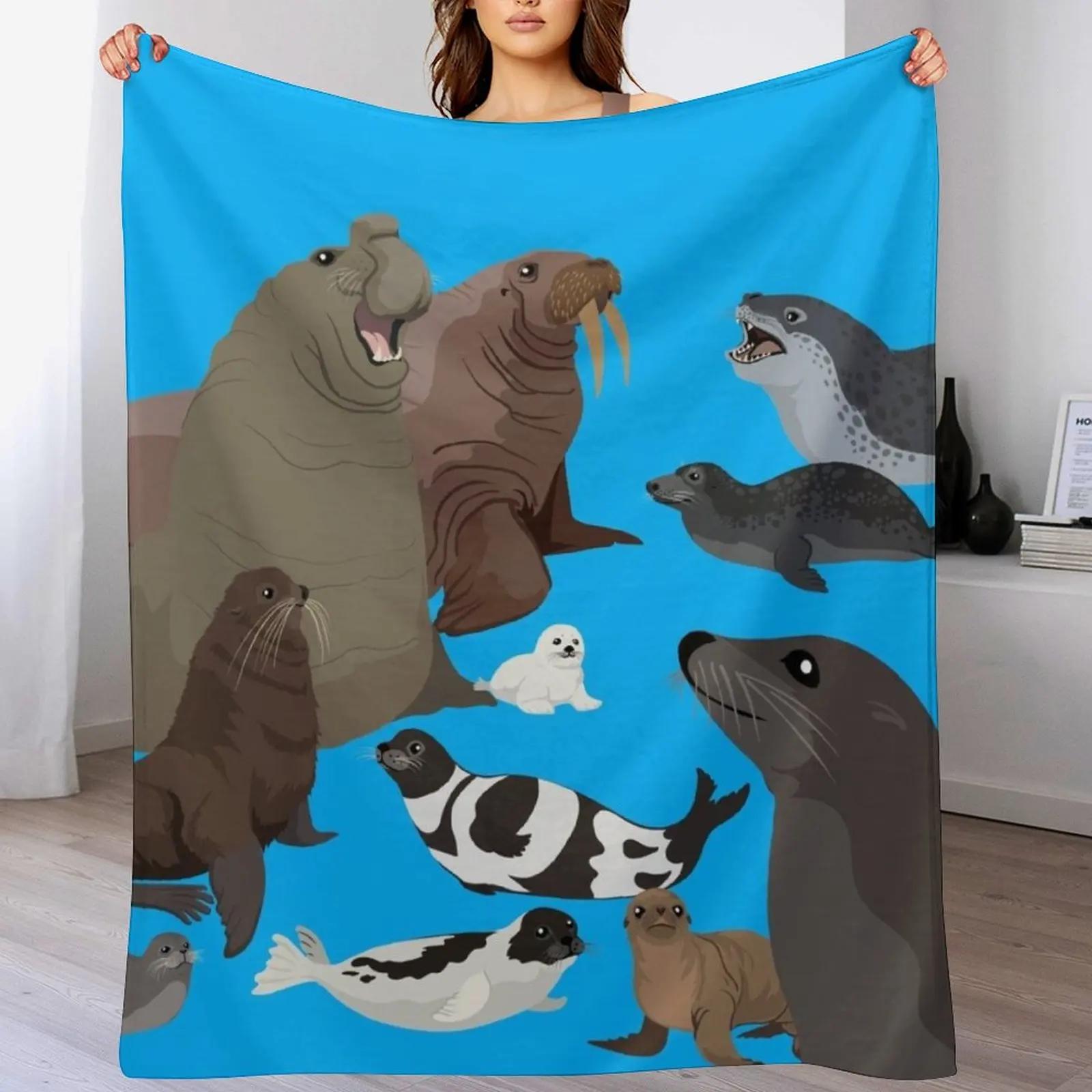

I Am Thankful For Pinnipeds Throw Blanket Fluffy Cozy Throw Blanket for Home Decor 102x76cm(40x30in)