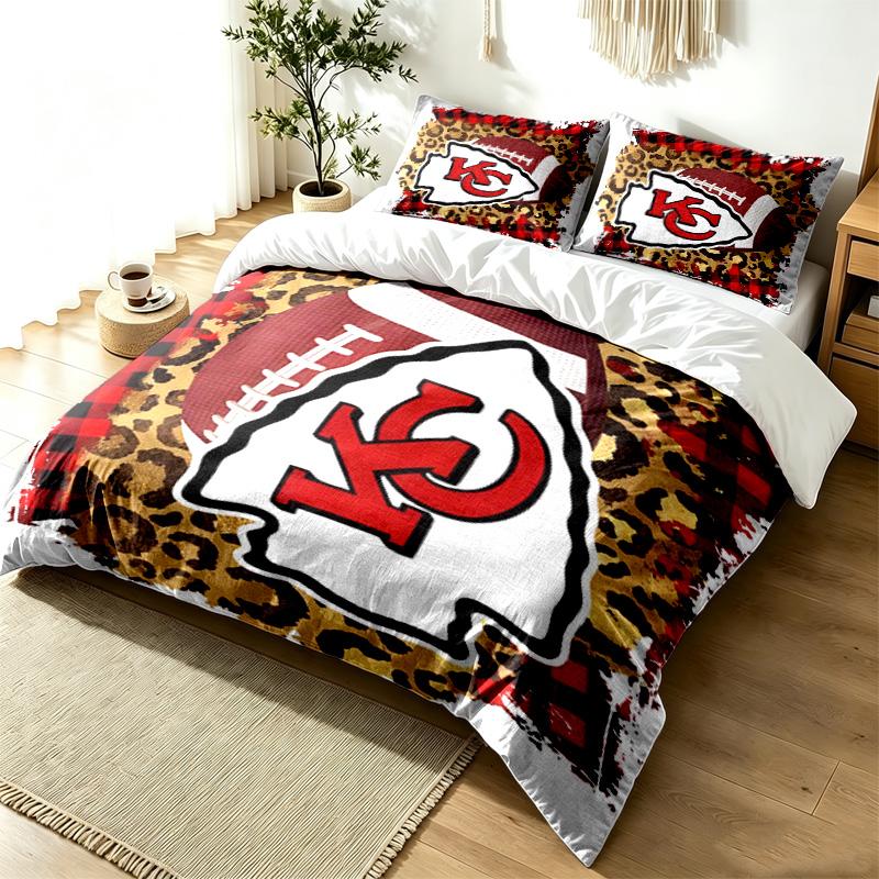 Juego de Funda Nórdica de 3 Piezas Kansas City Chiefs Sencillo Moderno Juego de Ropa de Cama Resistente a las Arrugas Tejido Suave Uso en Todas las Estaciones un regalo perfecto