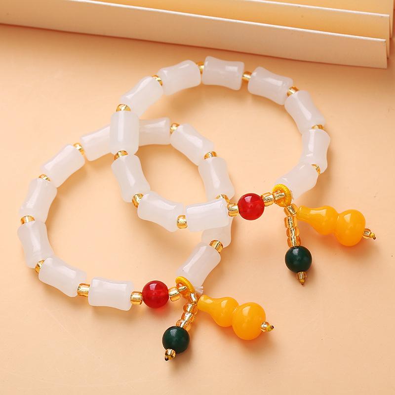 

Маленький свежий и универсальный браслет из бамбука с имитацией Хотанского нефрита Маленький браслет из тыквы