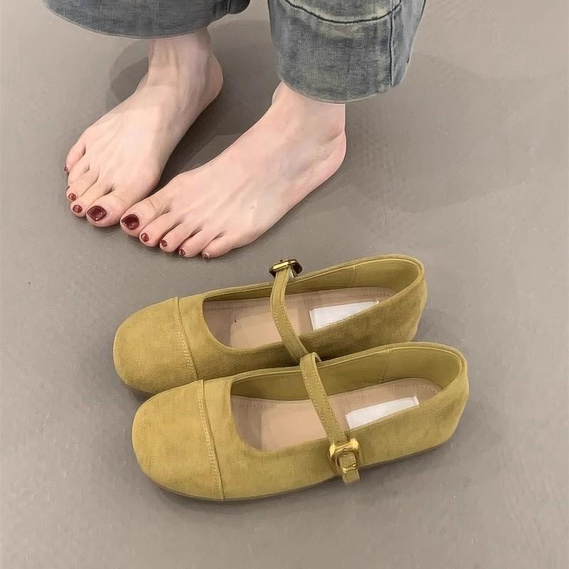 French soft-soled round-headed ballet single shoes women's 2025 spring and autumn new flat-soled Mary Jane shoes versatile evening Doudou shoes