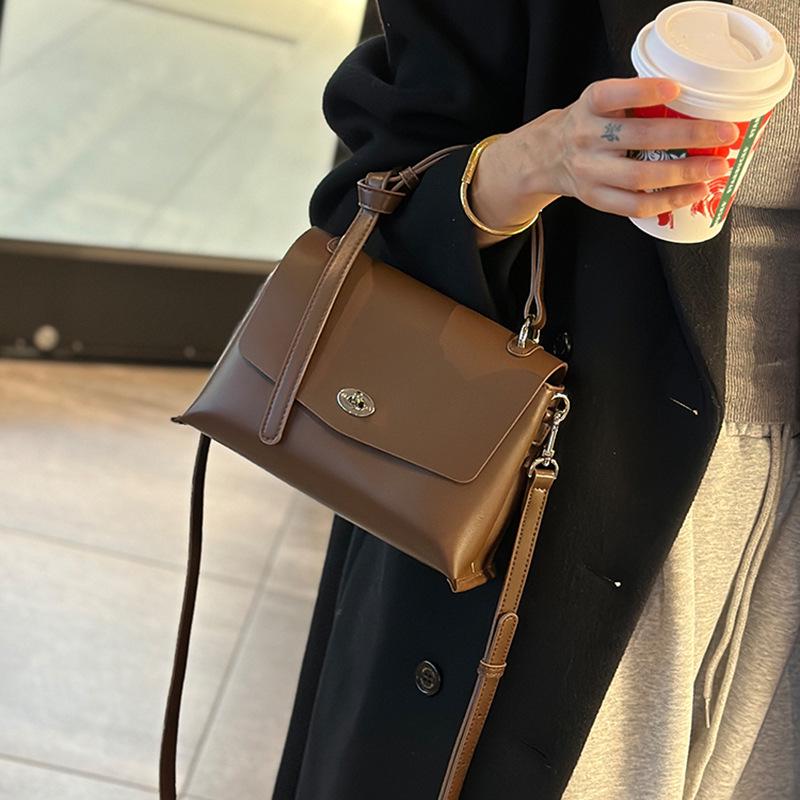 Winter 2024 Genuine Leather Crossbody Bag - Versatile Cowhide Shoulder Handbag for Fashionable Commutes