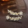 1 Pair of Ladies' Flower Leaf Pendant Earrings, Sparkling Synthetic Zircon Vine Elegant Earrings, Suitable for Weddings, Daily Wear, Birthday Gifts
