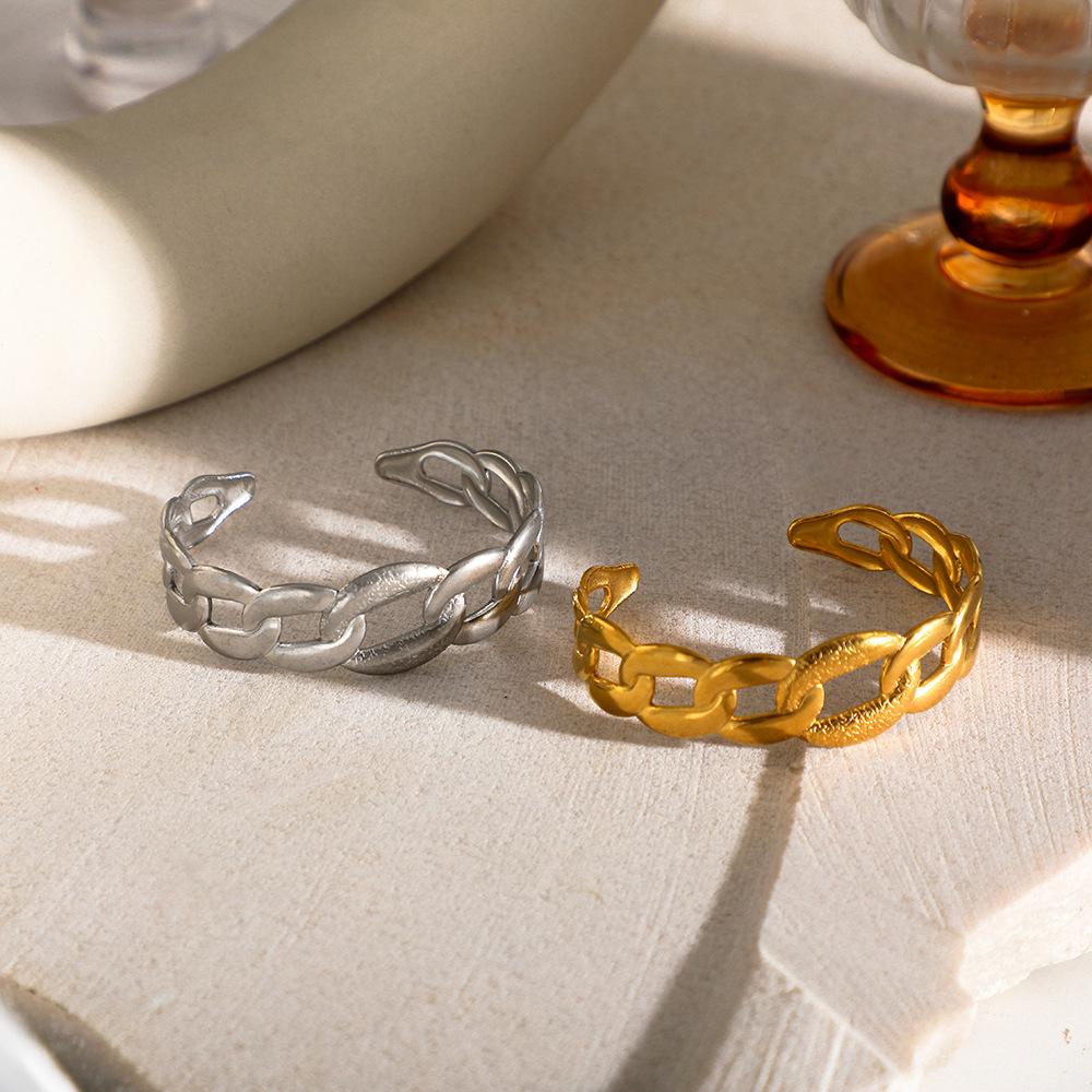 Fashion chain shape gold-plated stainless steel bracelet, waterproof, rust-free heavy metal women's jewelry, couple bracelets