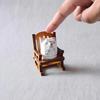 Small Hand-Carved Wooden Animal Figurine Cute Rocking Chair Cat/Dog/Fox Statue for Desk Home Office Decor