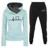 Women's Solid Color Hooded Long Sleeved Sports Set, Home Pants, Running Set
