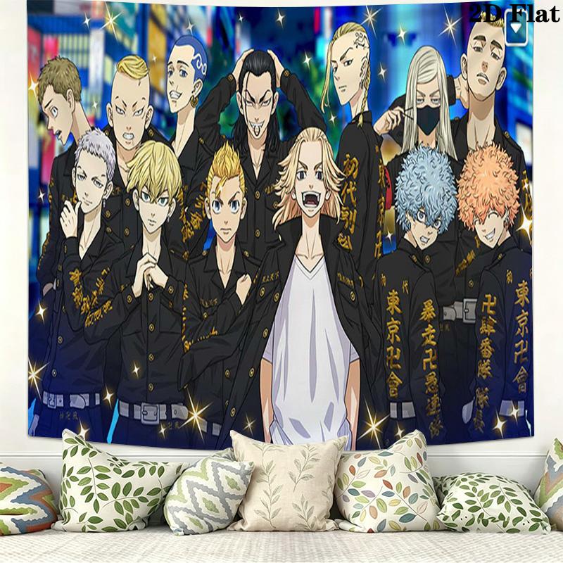 Tokyo Revengers Wall Tapestry Aesthetic Wall Hanging Printed Fabric Blanket Decorative Tapestries for Bedroom Living Room Home Decor