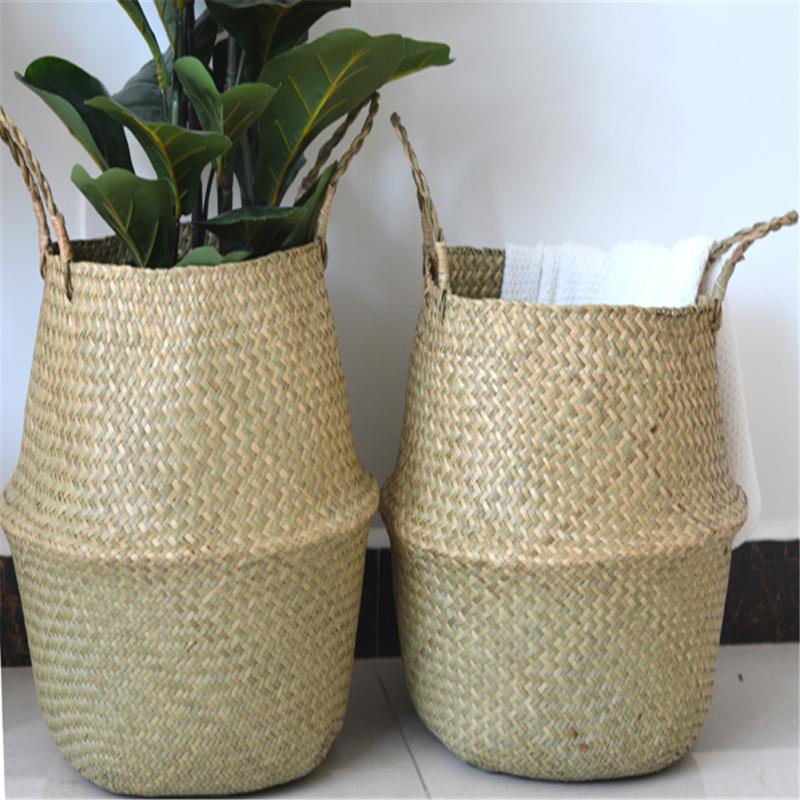 Flowerpot Basket Seaweed Natural Color Middle Diameter 11cm Flower Basket Storage Basket Dirty