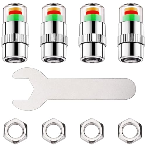 Tire Pressure Monitor, Air Valve Cap, Set of 4, Monitoring Valve Sensor, 3 Color