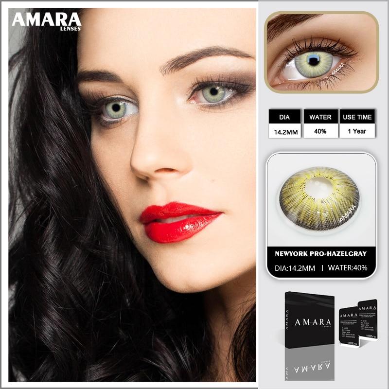 AMARA LENSES 1 Paar N YORK PRO Farbkontaktlinsen, natürlich aussehende Kontaktlinsen-Augenkosmetik