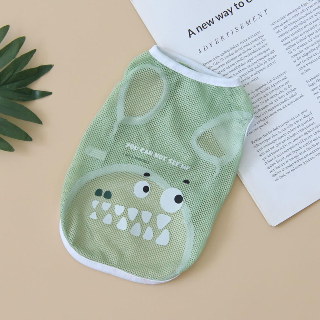 Dog Clothes Spring And Summer Cool Mesh Vest Cartoon Printed Vest