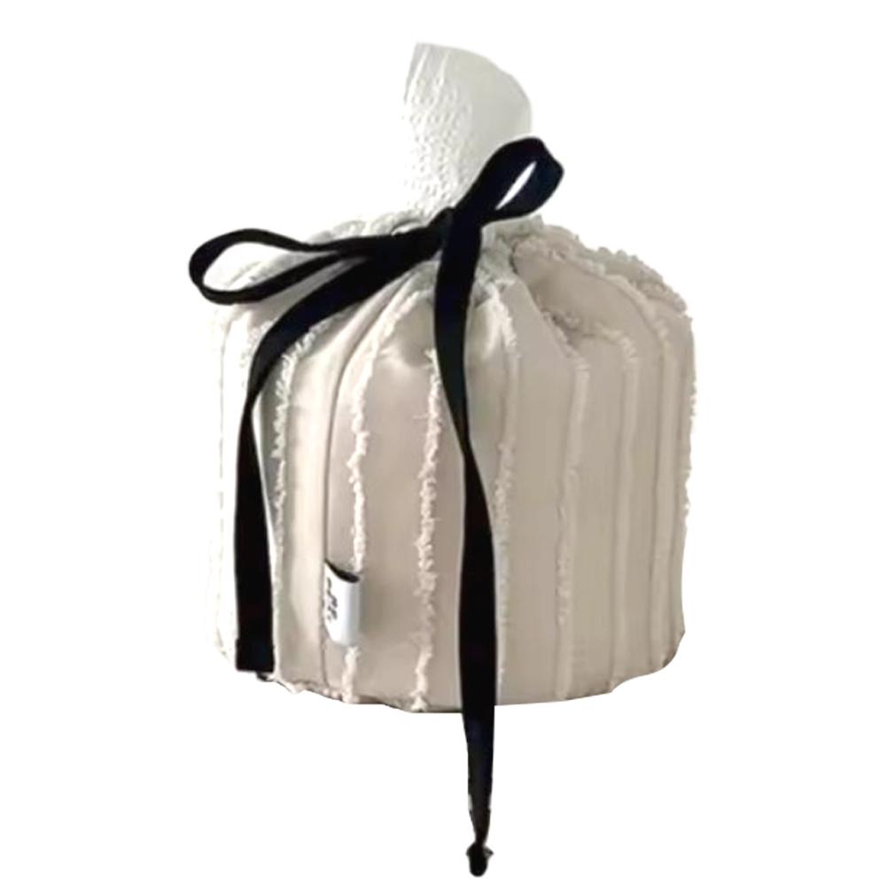 

Ribbon Drawstring Tissue Bag Adjustable Solid Color Practical Fabric Tissue Box Cute Tissue Paper Towel Holder Home Decoration
