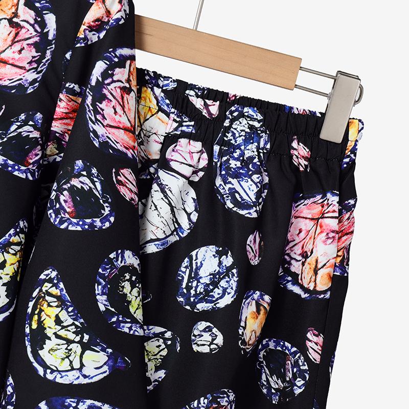 Oversized dame sett Halv erm Trykk Uregelmessig bluse og Lange bukser drakter