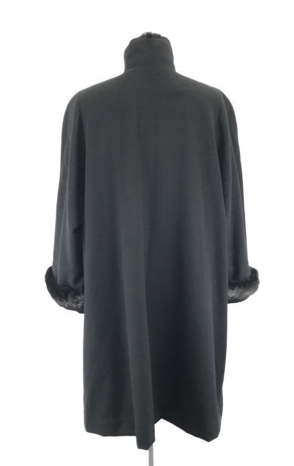 Made In Japan/FUJII KEORI Mink Fur & 100% Cashmere Stand Collar Long Coat Outerwear/Women’s M/Black/Hidden Button(USED)