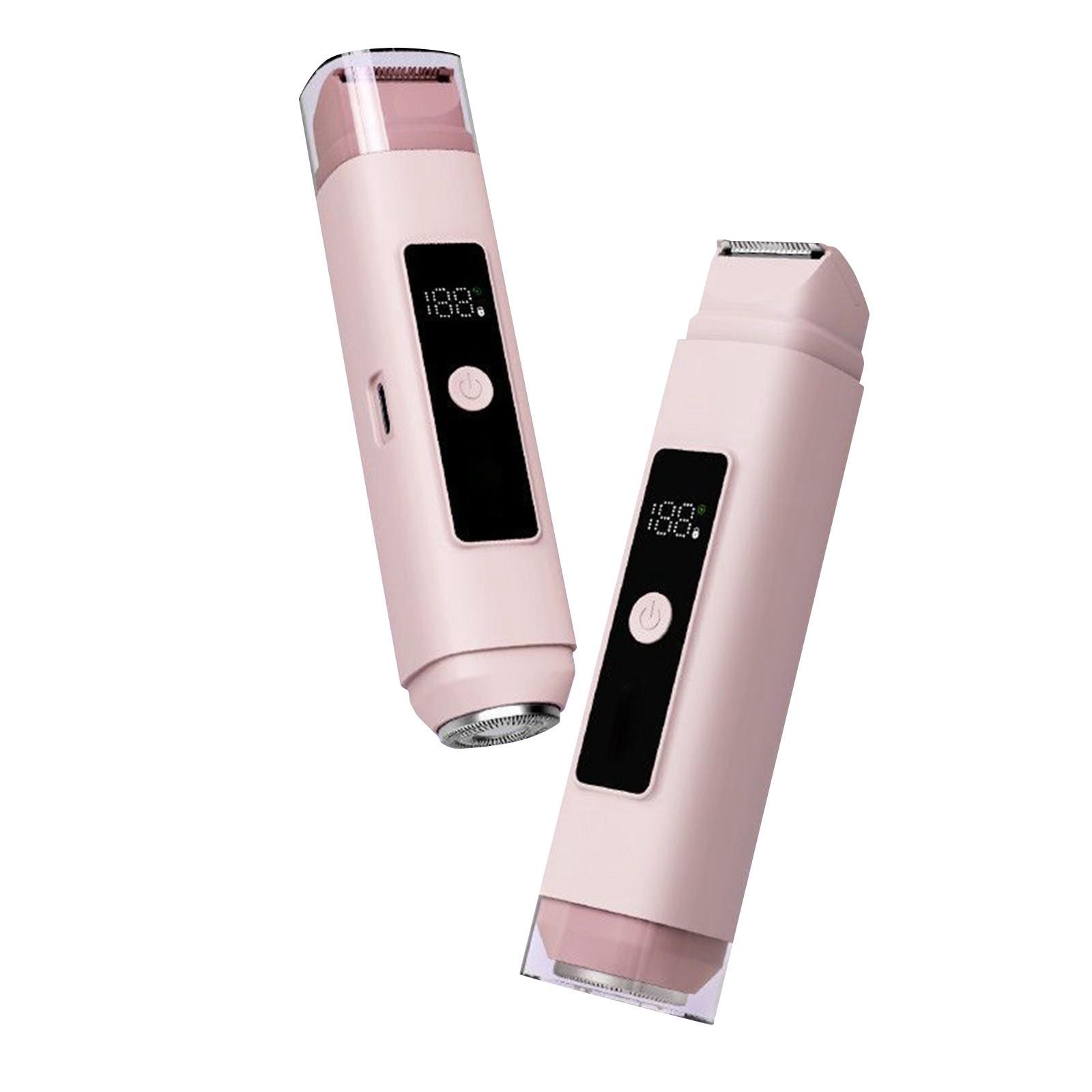 

Двухголовочный прибор для удаления волос, инструмент для удаления волос в интимной зоне, цифровой дисплей, устройство два-в-одном для удаления волос, подходит как для мужчин, так и для женщин One Size розовый