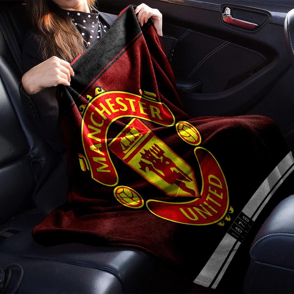 Coperta in Flanella con Stemma di Manchester, Morbido Poliestere, Design Moderno, Per Tutte le Stagioni per Campeggio, Viaggi, Regali per le Feste o Compleanni