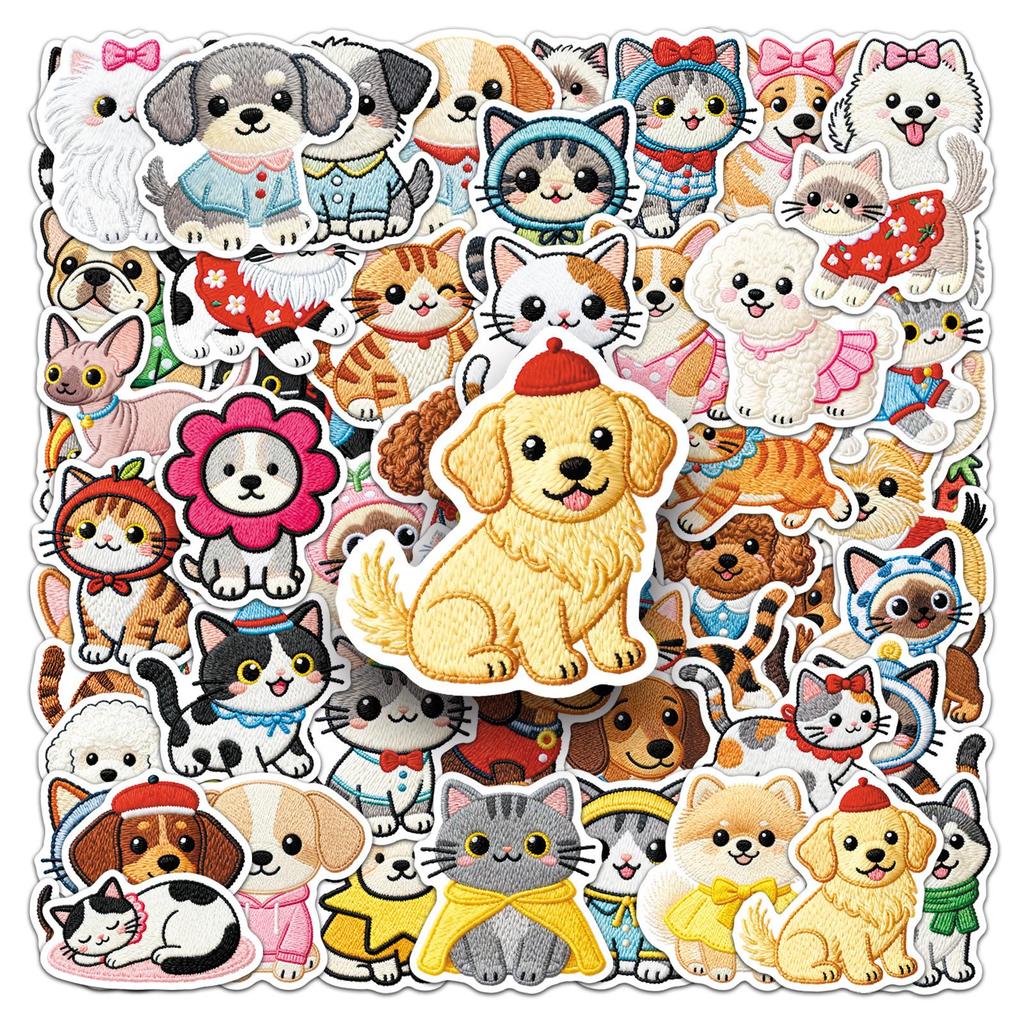 56 Cute Kawaii Cartoon Cat & Dog Stickers: Creative Decor for Water Cups, Refrigerators & Planners